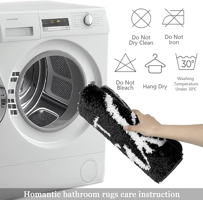 Get Naked Bathroom Rugs - Funny Bath Mats for Bathroom Non Slip Cute Carpet for Floor Decor Water Absorbent Bath Rugs for Sink Bathtub and Shower Black 20" x 32"