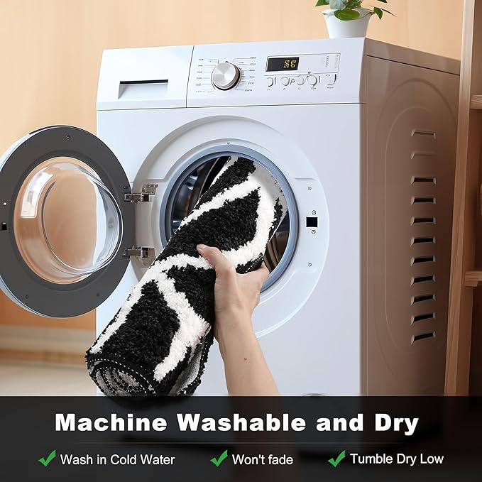 Spider Web Bath Mat, Gothic Halloween Rug, 31"x20" Black Washable Non-Slip Goth Bath Mat for Bathroom, Front Door, Bedroom, Kitchen