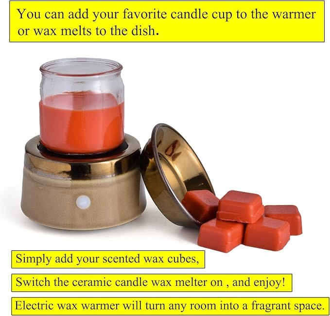 kobodon Ceramic Wax Melt Warmer Candle Wax Warmer for Scented Wax 3-in-1 Electric Wax Melts Wax Cubes Wax Tart Burner Gift for Home Office Decor…
