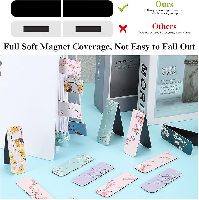 48 Pcs Magnetic Bookmarks, Floral Magnet Book Markers Magnetic Page Clip, Funny Magnet Page Markers for Teachers Students Women Reading