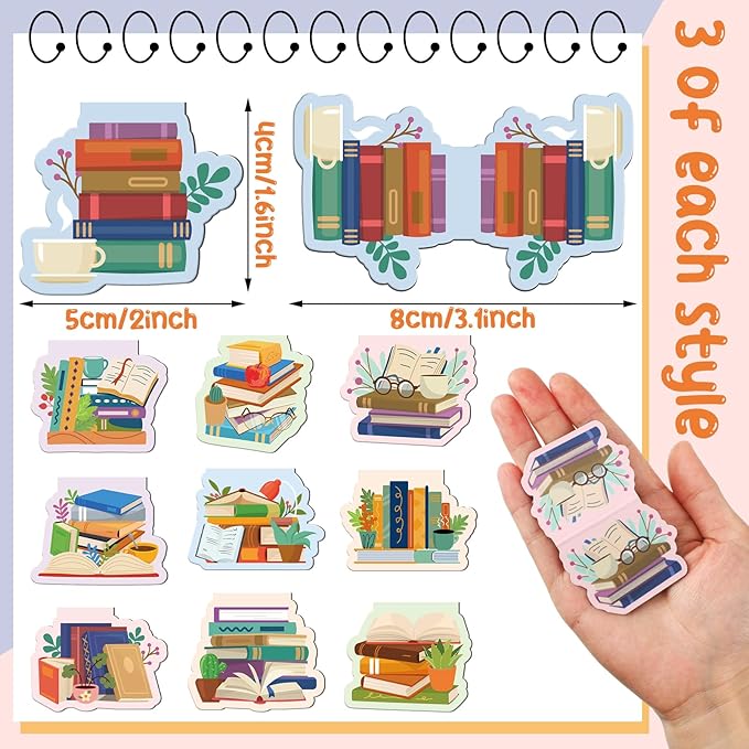 30 Pcs Bookish Magnetic Bookmarks Book Lover Gifts Cute Page Markers for Librarian Bookish Book Club Lover Gifts Markers Accessories