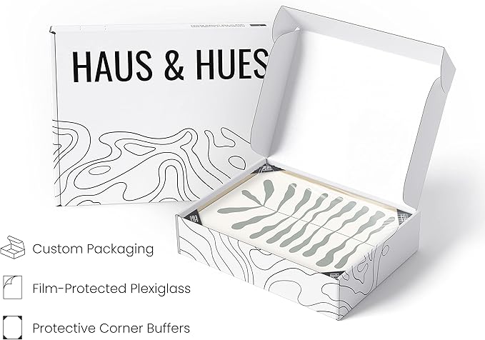 HAUS AND HUES Boho Pictures Wall Decor - Mid Century Modern Wall Art, Neutral Aesthetic, Botanical Wall Art Framed, Coral Artwork Wall Decor, Gallery Wall Frame Set (Framed Beige 8x10)