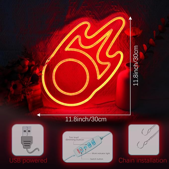 Gaming Black Mage Neon Sign for Wall Decor, LED Light for Bedroom, Game Room Decorations, Dimmable, 5V USB Powered, Red, 11.8" x 11.8"