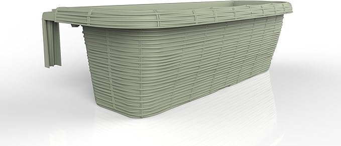 Apollo Exports International AP-30310 24" Adjustable Railing Planter, Ratan Look, Green