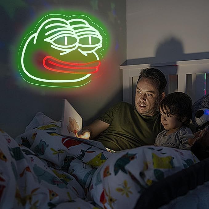 Sad Pepe Frog Neon Signs, Funny Frog Neon Light, LED Neon Signs for Wall Decor, Led Sign Animal Shaped Neon Lamp For Bar Garage Club Kids Room Decor