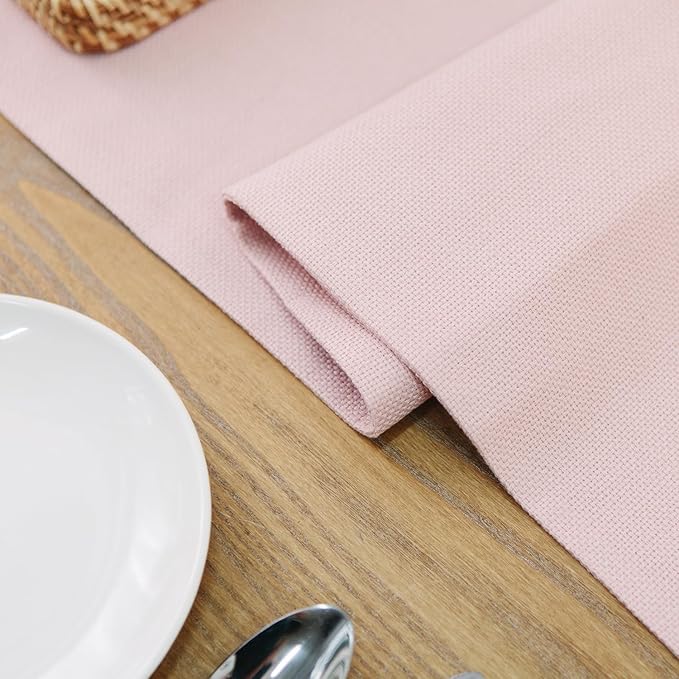 Set of 4 Soft Linen Handmade Placemats Heat Resistant Dining Table Place Mats Kitchen Table Mats 12 x 18 Baby Pink