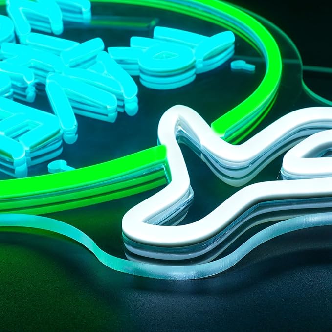 Lucunstar Travel the World Neon Sign Green Neon Lights White LED Sign Airplane Neon Signs for Wall Decor LED Lights Neon Light Sign for Bedroom Bar Man Cave Neon Wall Signs for Teen Neon Rope Light