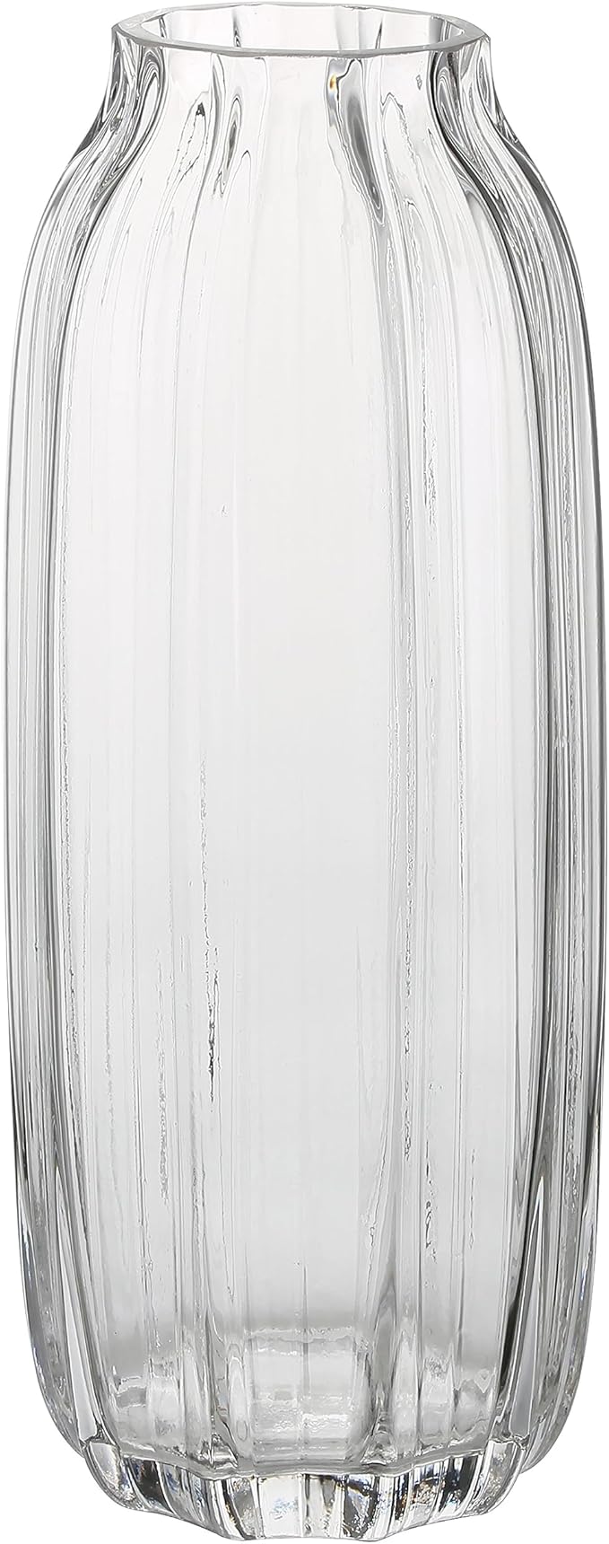 Large Clear Glass Vase for Flowers Bud Tall Glass Vases,H-12.6" Simple Striped Design for Home Floor Decor,Farmhouse Decor, Centerpiece Coffee Table Decorations
