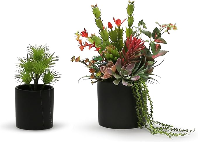 WGVI Matte Black Ceramic Cylinder Vase Width 3.75" Height 4", Flower Arrangements, Candle Holder, Terrarium Planter Pot, Storage Container Organizer, Pen Brush Holder, Centerpieces, 1 Piece
