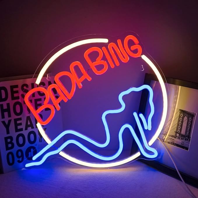 Bada Bing Neon Signs Led Sign for Bedroom Sopranos Merch Light up Sign Neon Light Sign with USB/Switch Operated Man Cave Led Neon Sign for Wall Decor Bar Club Party Bedroom