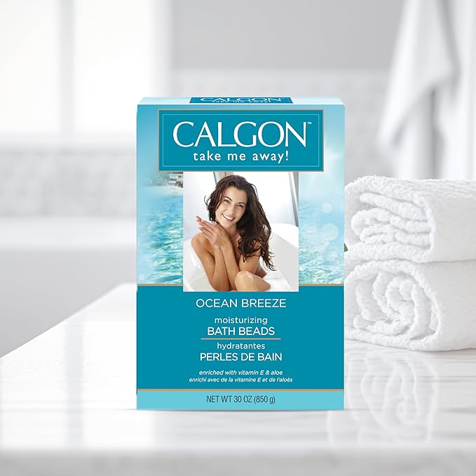 Calgon Ultra-Moisturizing Bath Beads, Ocean Breeze, 30 Ounce (Pack of 2)