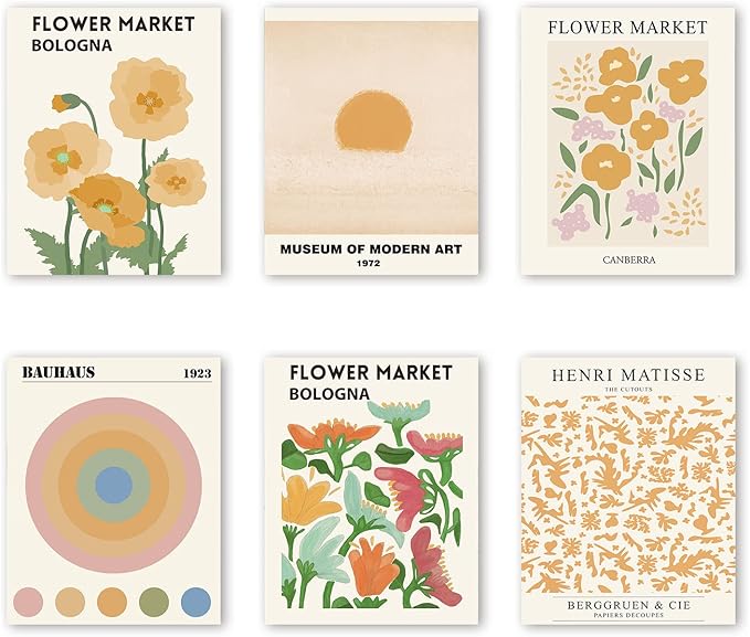 InSimSea Wall Art Prints Poster Flower Market Posters Wall Art Prints - Set of 6 Floral Art Botanical Plant Artwork Wall Decor, Vintage Pictures Home Deocr for Room Aesthetic 8x10 UNFRAMED