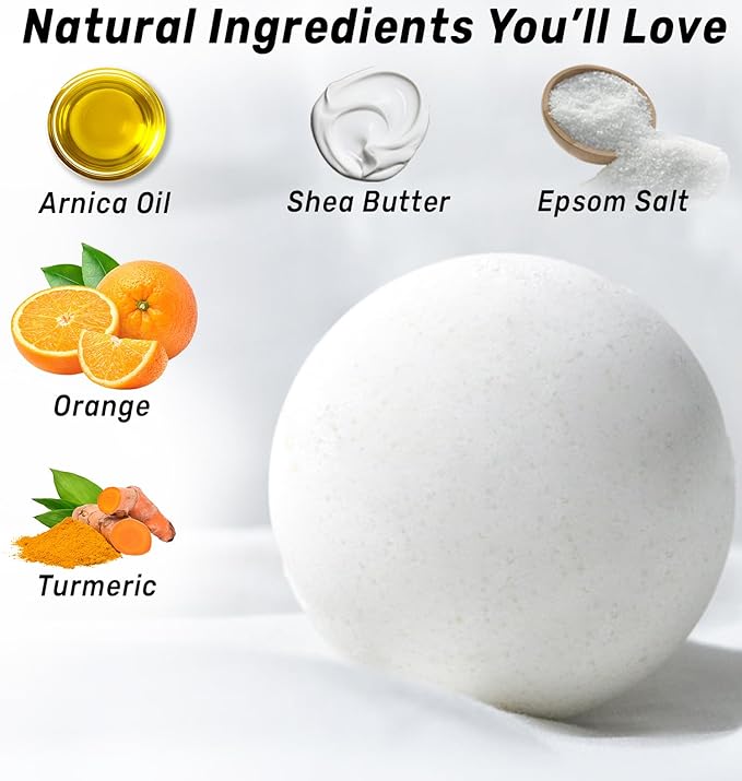 Natural Bath Bombs Luxurious Bath Foam Gift for Dry Skin Hydration Moisturizing Turmeric Arnica Orange Essential Oil Infused for A Blissful Experience