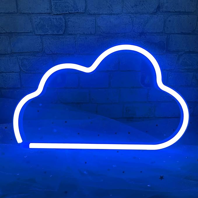 LED Cloud Neon Light for Wall Decor, Battery or USB Powered Cloud Sign Shaped Decoration Wall Lights for Bedroom Aesthetic Teen Girl Kid Room Christmas Birthday Wedding Party (Blue)