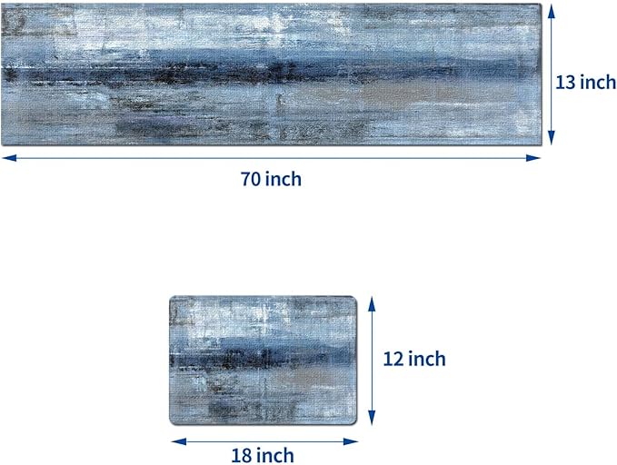 Mcalk Dark Blue Table Runner and Placemats Set of 6 Pieces, Blue Placemat, Cloth Place Mats Indoor for Kitchen, Washable Abstract Placemats Linen Material for Dining Table