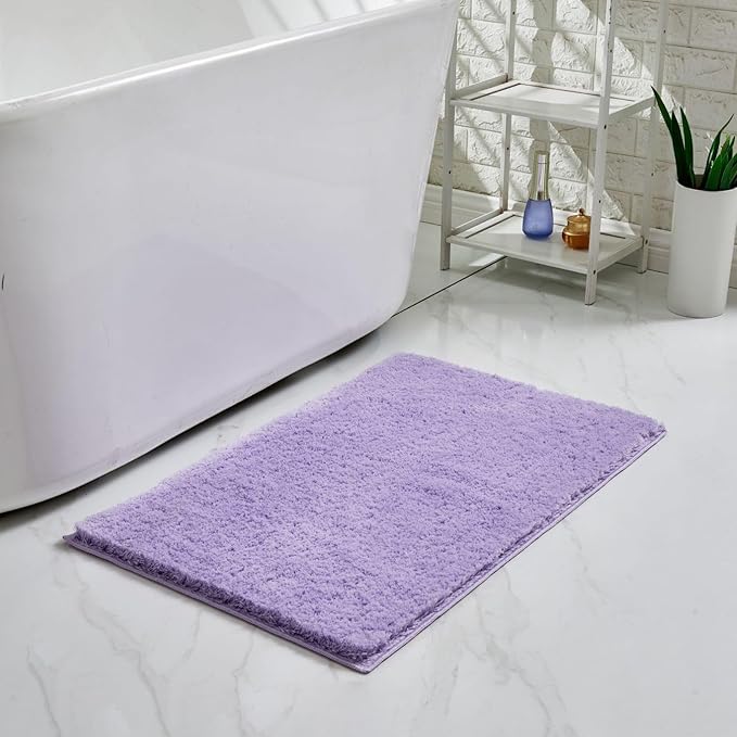 CozeCube Purple Bath mats 32" x 20", Non Slip Shaggy Bathroom Rug, Ultra Soft Machine Washable Plush Pile Rugs, Fluffy Microfiber for Bedroom