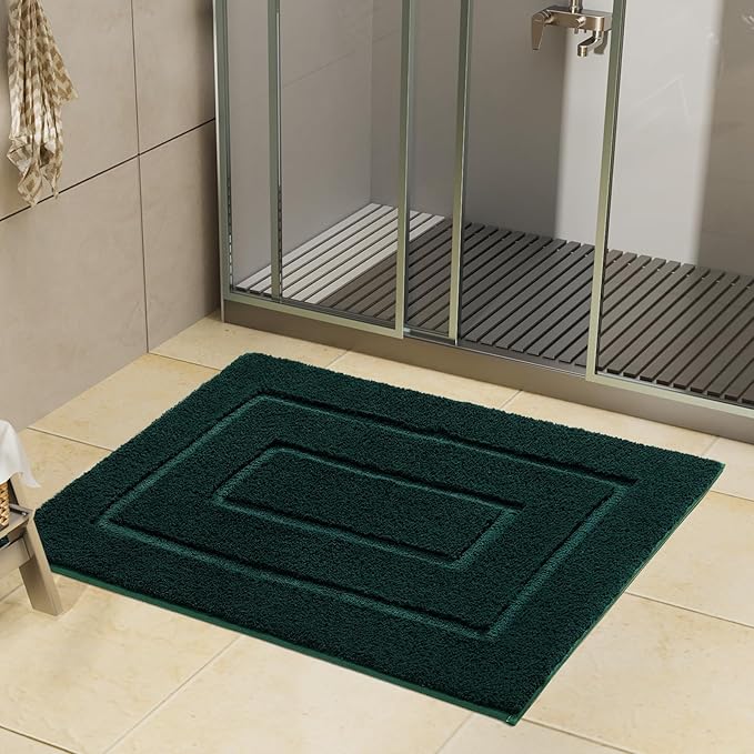 HOMORE Bathroom Runner Rug 24x36 Inch Bathroom Runner Rugs Non Slip Washable Bath Rug, Soft and Absorbent Bath Mat, Plush Bath Rugs and Mat for Shower Floor,Hunter Green