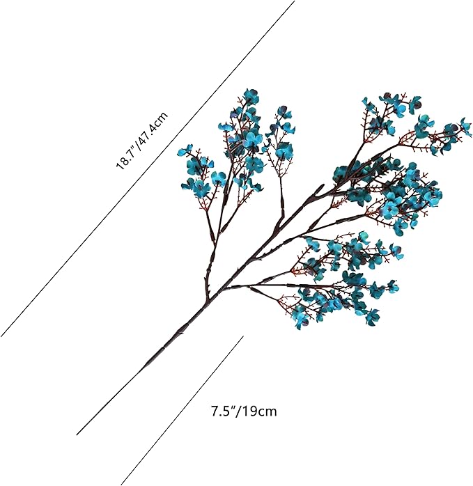Mandy's Teal Artificial Baby’s Breath Flowers 6 Bundles Silk Gypsophila with Bendable Stems for Fall Centerpiece Wedding Decor and Table Arrangements
