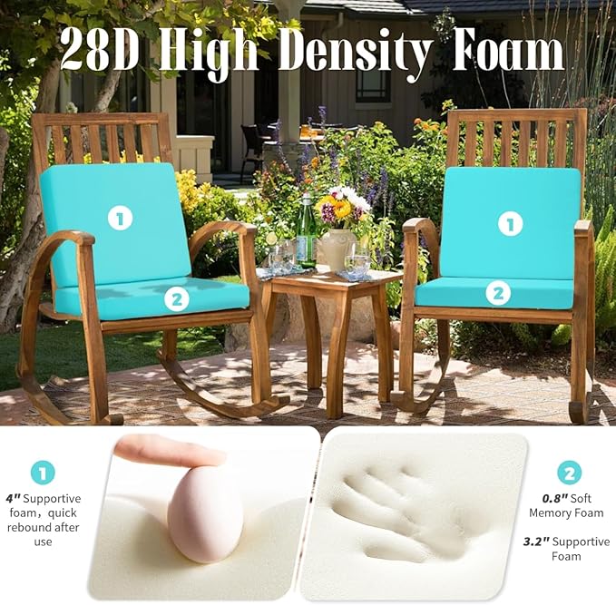 Outdoor Deep Seat Cushion Set of 2, 24 x 24 Inch Waterproof and Fade Resistant Patio Furniture Cushion Backrest with Ties for Patio Garden Yard and Balcony (Teal-2Pcs, 24x24Inch)