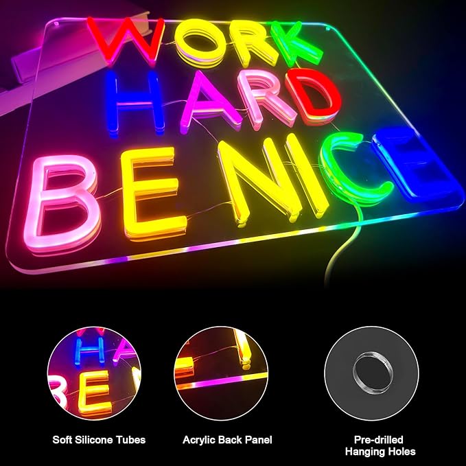 Neon Signs for Wall Decor, Bright Dimmable Motivational Quotes LED Neon Sign for Inspirational Office Home Bedroom Wall Decor, Positive Birthday Gifts Room Party Kids