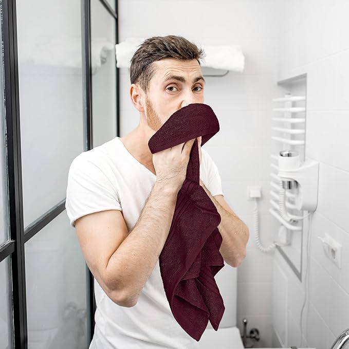 Utopia Towels 6 Piece Premium Hand Towels Set, 16 by 28 inches, 100% Ring Spun Cotton, Lightweight and Highly Absorbent Towels for Bathroom, Travel, Camp, Hotel, and Spa, Burgundy