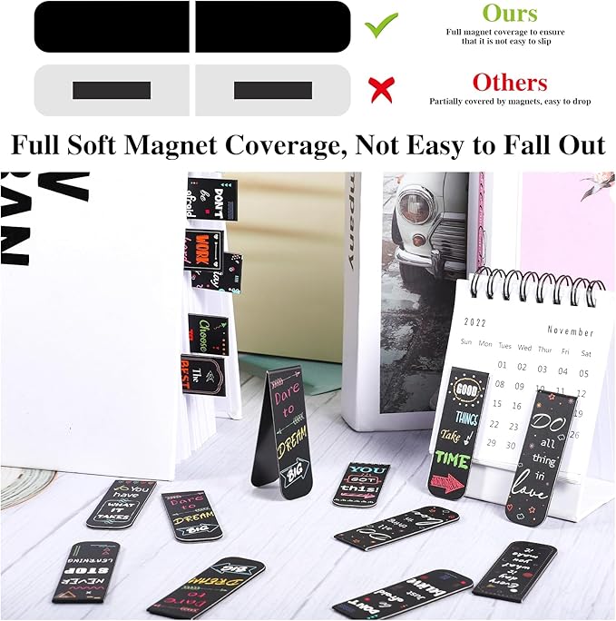 48 Pcs Magnetic Bookmarks, 24 Styles Inspirational Magnet Book Markers Motivational Encouraging Magnetic Page Clip for Women Student School Reading Gifts