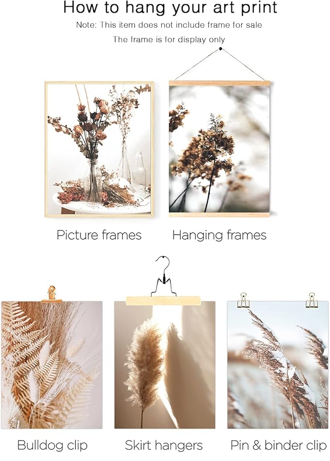 HoozGee Botanical Wall Art Prints Set of 6 Canvas Art Wall Decor Print Nature Pictures Reed Dried Flower Plant Wall Poster Print Home Decor for Living Room Decor (11"x14" UNFRAMED)