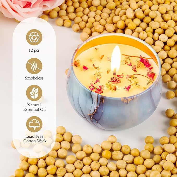 12 Pack Scented Candles Gifts for Women,Soy Scented Candles for Home, Aromatherapy Candle Gifts Set for Christmas Day, Holiday,Birthday, Mothers Day, Valentine's Day