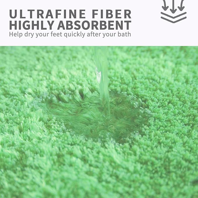 FIFU Bathroom Rugs 24" W x 36" L, Bath Mat for Bathroom, Bedroom, Laundry Room & Kitchen, Non-Slip Rubber Latex Backing, Extra Soft and Absorbent Microfiber Carpet, Machine Washable Rug, Green