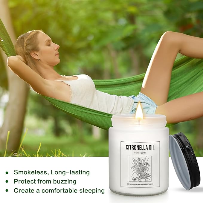 6 Pack Citronella Candles Outdoor - 42Oz Natural Soy Wax Candle Set, 300 Hour Long Lasting Scented Candles for Camping, Backyard & Patio