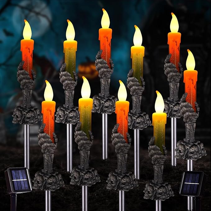 ILLUMINEW Outdoor Christmas Decorations, Solar Christmas Pathway Lights, Set of 10 Waterproof Landscape Christmas Lights, LED Lights for Yard Lawn Patio Walkway Decor