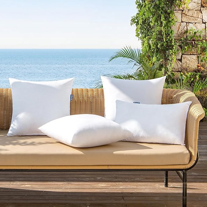 MIULEE 22x22 Pillow Insert Throw Pillow Insert, Outdoor Pillows Water-Resistant Premium Outdoor Pillow Stuffer Sham Square for Couch Sofa Patio Furniture Cushion Porch Swing