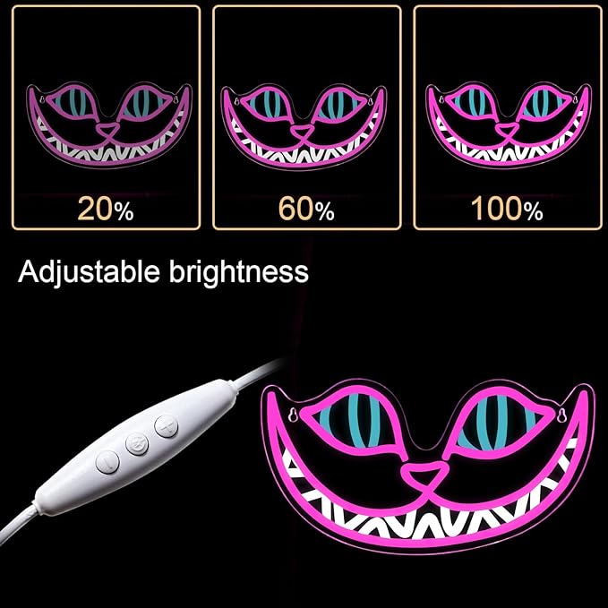 Cheshire Cat Neon Signs Alice in Wonderland Neon Light for Wall Art Decor, Smile Cat LED Lights for Dimmable LED Lights for Bedroom Man Cave Party Bar Background Decoration Birthday Gifts