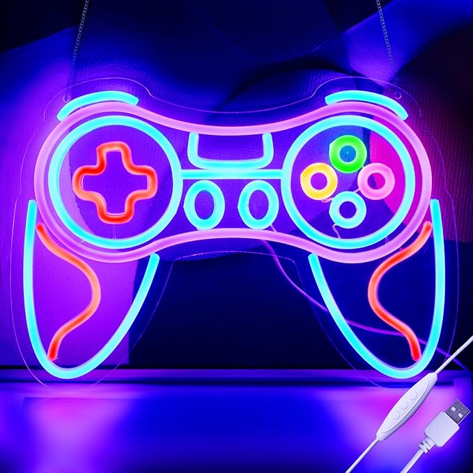 Gamer Neon Sign for Bedroom Decor -Game Controller for Game Room Decoration,USB Lights Led Gaming Neon for Teen Boy Room Decor -Best Gamer Gifts for Boys Kids (16.5 * 11.4in)