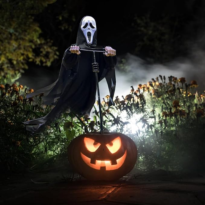 Scarecrow Screaming Ghost, Scary Halloween Decorations Outdoor Scary Ghost, Halloween Scary Scream Scarecrow Decorations