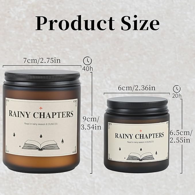 Rainy Chapters Scented Jar Candle - 100% Soy Wax Aromatherapy Candle with Juniper & Cedar Notes, Long-Lasting Fragrance for Home, Relaxation Romantic Ambience (4oz, 20-Hour Burn Time)