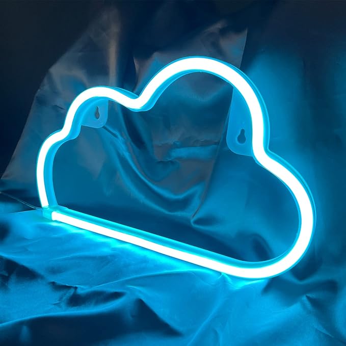 LED Cloud Neon Light for Wall Decor, Battery or USB Powered Sign Shaped Decoration Wall Lights for Bedroom Aesthetic Teen Girl Kid Room Christmas Birthday Wedding Party