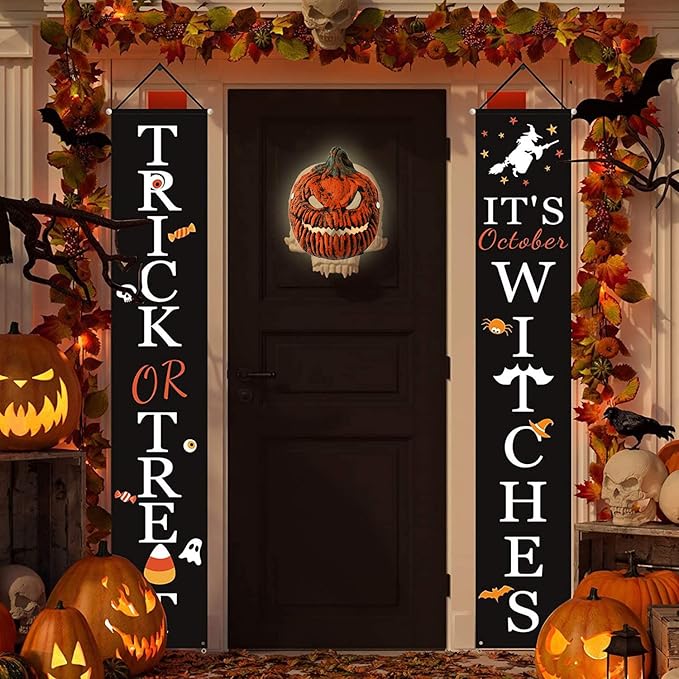 Halloween Decorations Outdoor Pumpkin Light Covers, 2 Pcs Halloween Porch Light Covers for Front Door, Garage, Outdoor