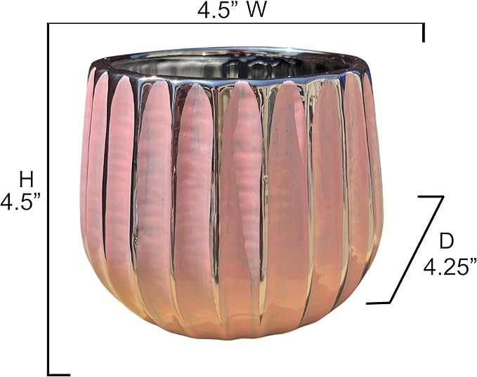 Admired By Nature 4" Ceramic Flower Planter, Ceramic Pot Planter, Indoor Ceramic Bowl, Houseplant Ceramic Pot, Decorative Planter for Indoor Plant Succulent Plant Home Décor, Lightweight, Pink