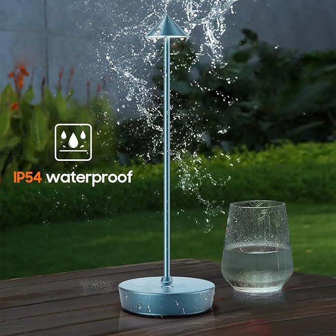 Set of 2 Rechargeable Cordless Table Lamp,6000mAh LED Battery Operated Desk Lamp Touch 3 Color Dimming Portable Outdoor Waterproof Table Light for Patio/Restaurant/Dining/Home (Blue)