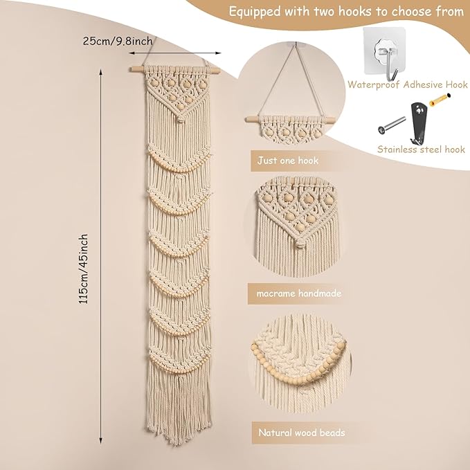 Ball Cap Hanger-1 Pack-Boho Macrame Cap Holder Wall Hat Organizer for Baseball Cap Holder Over Door, Hat Rack for Wall, Cap Rack for Decoration and Display,