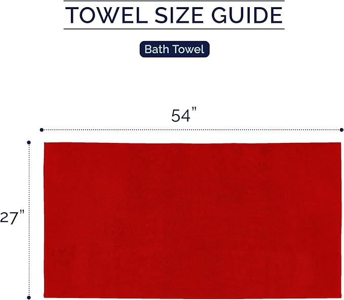 Elegant Comfort Premium Turkish Cotton 2 Pack Bath Towel Set - 27 x 54 inch, Luxurious Hotel Spa Quality 100% Turkish Cotton 2PC Bath Towel Set - Highly Absorbent - Soft Bathroom Towels, Red