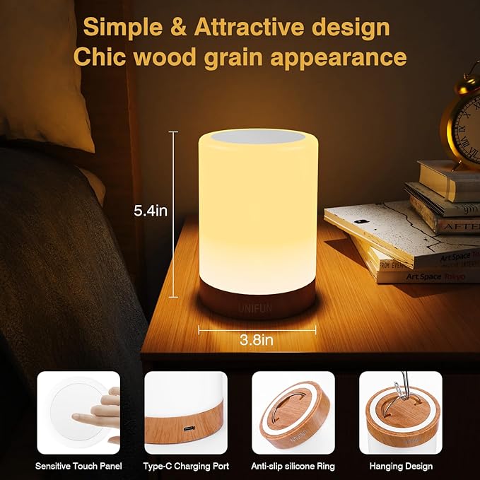 Table Lamp, Touch Sensor Bedside Lamps, Dimmable Warm White & Color Changing RGB Light for Bedroom,Living Room Gift Pack for Mom, Father’s Day and Other Holiday Use (Taller Size)…