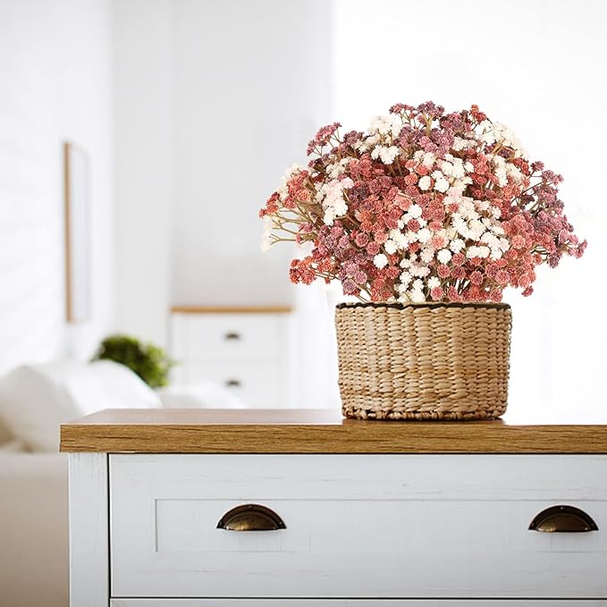 Baby Breath Flowers Fall Flowers Artificial Bulk , 30Pcs Fall Decor Fake Gypsophila Plants Bouquets Flowers Real Touch Faux Babies Breath Arrangement for Home Autumn Wedding Vase Decoration Orange