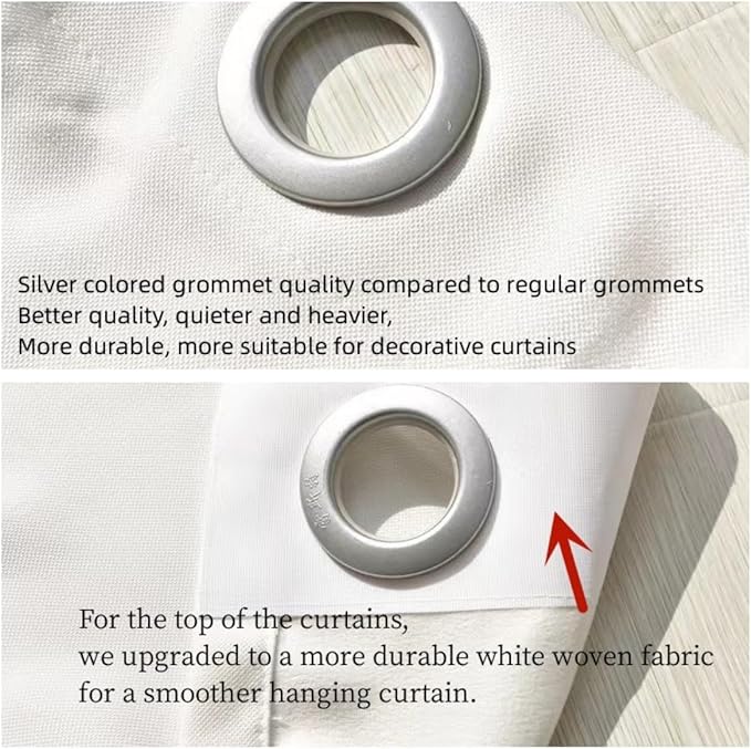 Floral Farmhouse Curtains Semi-Blackout Living Room Drapes 96 Inch Length Cotton Linen Blend Bohemian Window Curtain Panels White Bedroom Drapes, 1 Panel (Grommet, 84" W x 96" L)