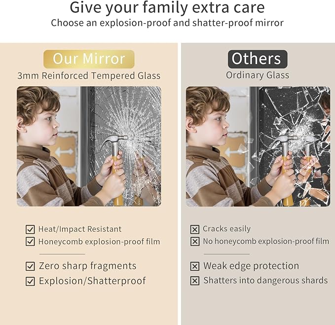 Koonmi Black Bathroom Mirror for Wall, 30x40 Inch Matte Metal Deep Framed Rounded Corner Wall Mirror, Shatterproof Tempered Glass for Farmhouse Bedroom Entryway, Vertically or Horizontally