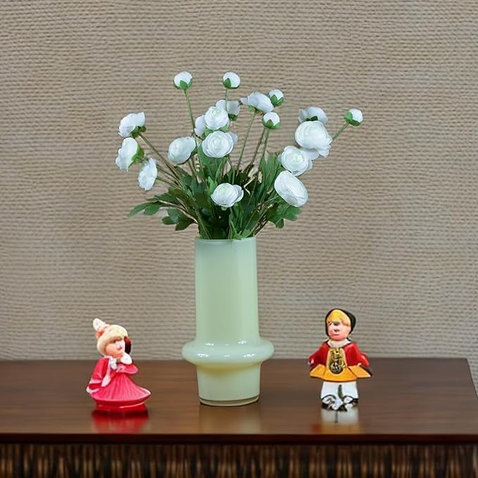 Silk Ranunculus Flowers 23.6 Inch Tall-5 Stems Artificial Buttercup Flowers for Wedding Bouquets, Centerpieces,Home Decor,Floral Arrangements (White,UV Resistant)