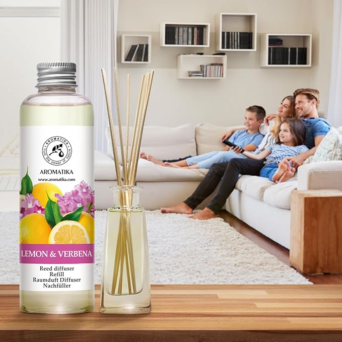 Lemon & Verbena Refill Reed Diffuser 6.8 Fl Oz - Room Diffuser Refill - Home Fragrance - Room Freshener - Fresh and Long Lasting Fragrance