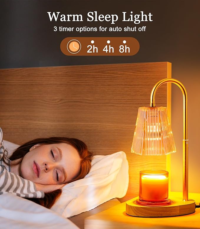 Candles Wax Warmers Lamps with Timer Electric Candle Warmer Lamp for Jar Candles Burner Dimmable Light Modern No Flame Scented Warming Adjustable Height
