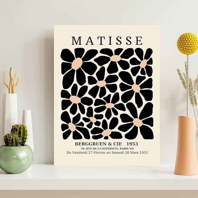 FAEKSUR Framed Matisse Wall Art Set of 3, Abstract Matisse Canvas Wall Art Decor for Living Room, Minimalist Art Decor for Bedroom, Bathroom, Aesthetic Room, Office and Gallery